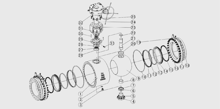 固定球閥結構示意圖